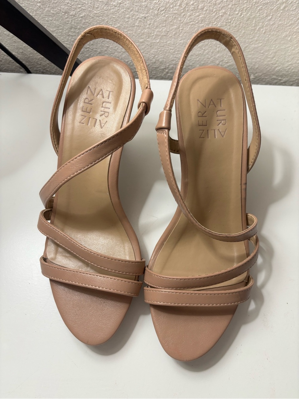 Naturalizer Blush Tan Strappy Slingback Heels